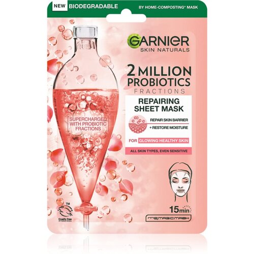 Garnier skin naturals 2 million probiotics repairing sheet mask maska za obraz za vse tipe kože 1 ks za ženske Slike