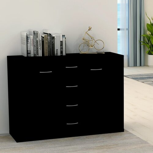 VidaXL komoda črna 88x30x65 cm iverna plo&amp;scaron;ča Slike