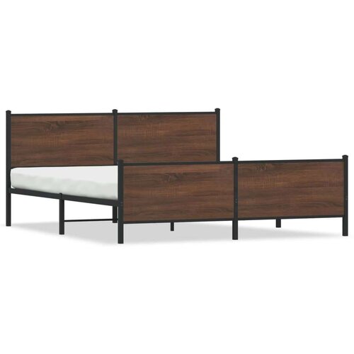 Metalni okvir kreveta bez madraca smeđa boja hrasta 183x213 cm Slike