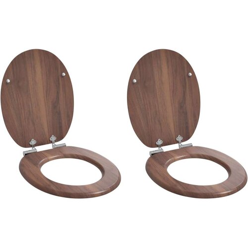  Toaletni pokrov s tiho zaporo 2 pcs Rjava 44 x 38 cm MDF plo&scaron;ča, (5000208001) Cene