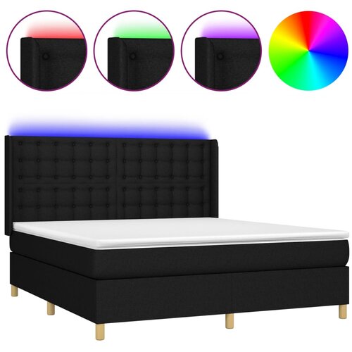 Maison Chic Box spring postelja - Vzmetna postelja z vzmetnico LED črna 180x200 cm blago SL3261, (21905086) Cene