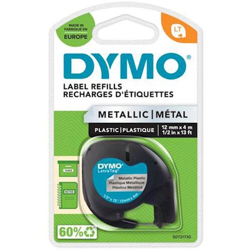 Dymo Trak LTAG 91208, 12 mm / 4 m (črno/metalni), original Slike