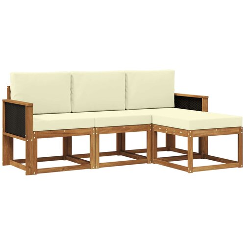 vidaXL Zunanja garnitura za sedenje z blazino 4 pcs Naravna in smetana, (5000279607) Cene