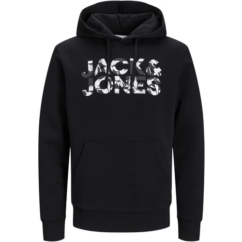 Jack & Jones Majica 'JEFF' črna / bela
