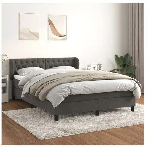  Box spring posteljni z vzmetnico temno siv 140x190 cm žamet
