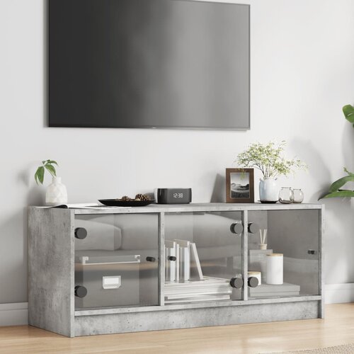  ormarić sa staklenim vratima boja betona 102x37x42 cm Slike