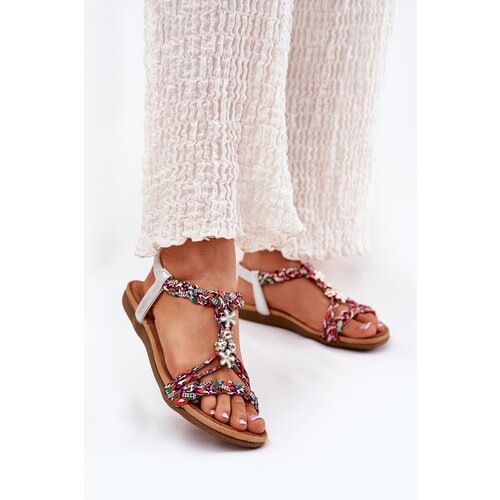 ARTIKER Women's Flat Sandals With Woven Straps And Accessories Cene