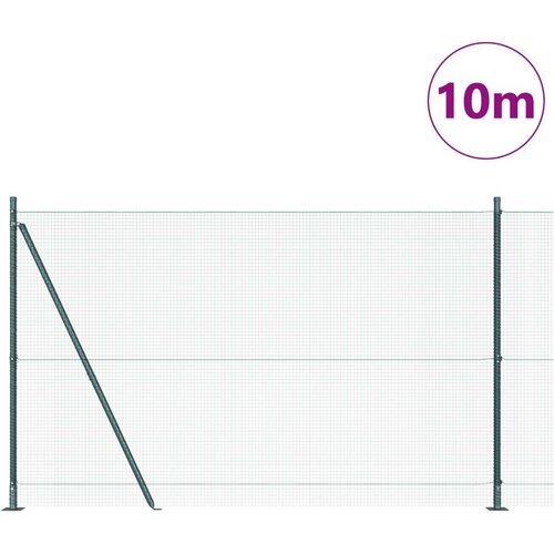 VidaXL Zavarena žičana ograda s 7 Flanged stupova Zelena 1.6x10 m Čelik Slike
