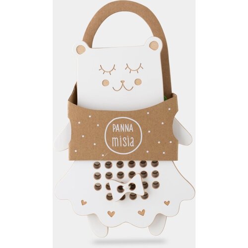 Milin Wooden Lacing Toy Mrs. Teddy aktivnostna igrača 22 cm x 16 cm x 0,7 cm 1 kos Cene