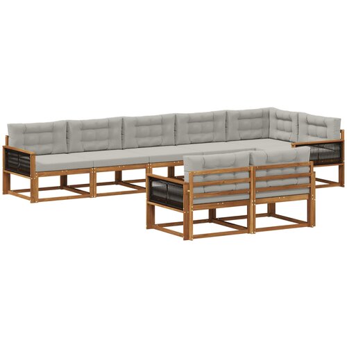  Set vanjskih sofa 8 kom. Prirodna i Svjetlosiva Slike