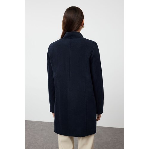 Trendyol Navy Blue Button Detailed Regular Midi Coat Cene
