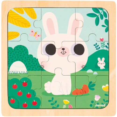 Janod dječje drvene puzzle white rabbit 9 komada Cijene