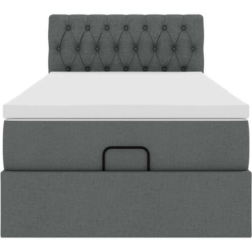 VidaXL otomanski okvir kreveta s madraca tamnosivi 90x200cm od tkanine Slike