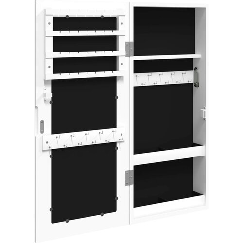  Zidni ormarić za nakit s ogledalom bijeli 30 x 8,5 x 67 cm Slike