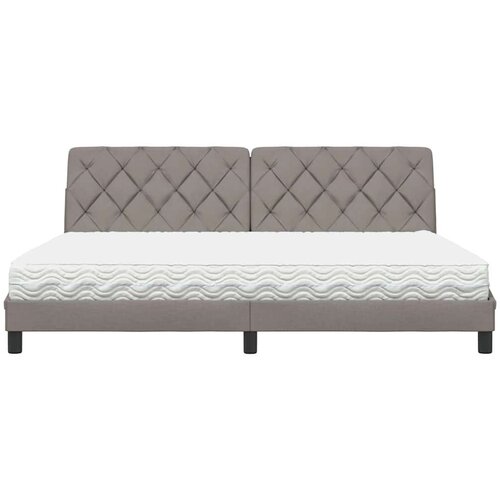  Krevet s madracem smeđesivi 200x200 cm od tkanine - Sivo-smeđa 200 x 200 cm Slike