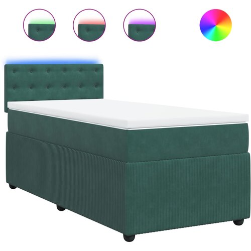 vidaXL Box spring postelja z vzmetnico temno zelena 90x200 cm žamet, (21304352) Cene