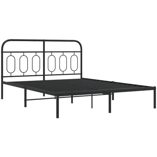 vidaXL Kovinski posteljni okvir z vzglavjem črn 135x190 cm, (21251519) Cene