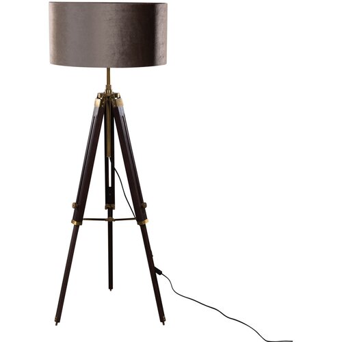 QAZQA Vloerlamp messing tripod met velours kap taupe 50cm - Cortin Cene