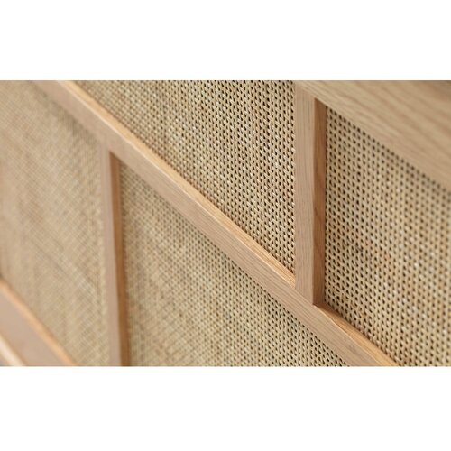 Unique Furniture Nizka komoda v hrastovem dekorju z drsnimi vrati v naravni barvi 180x80 cm Barrali &amp;ndash; Slike