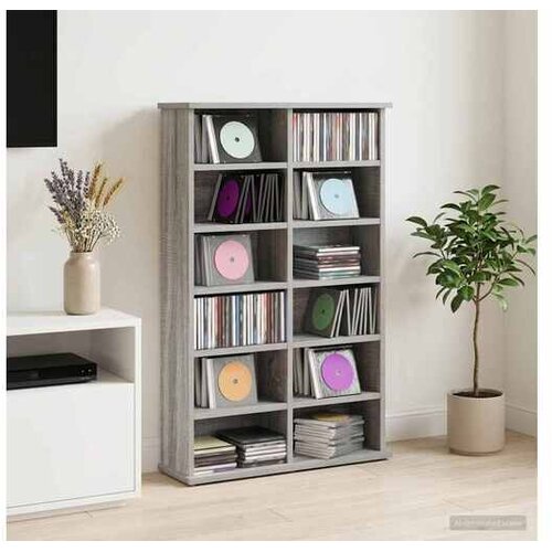 VidaXL CD ormar Siva Sonoma 60 x 17 x 92 cm Konstruirano drvo - Siva Sonoma 1 60 x 17 x 92 cm Slike