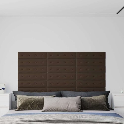  Zidne ploče od umjetne kože 12 kom smeđe 60 x 15 cm 1 08 m&amp;sup2; Slike