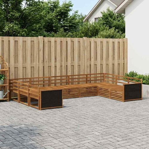  Set vanjskih sofa 9 kom. Prirodna Čvrsto drvo akacije Smeđa Slike