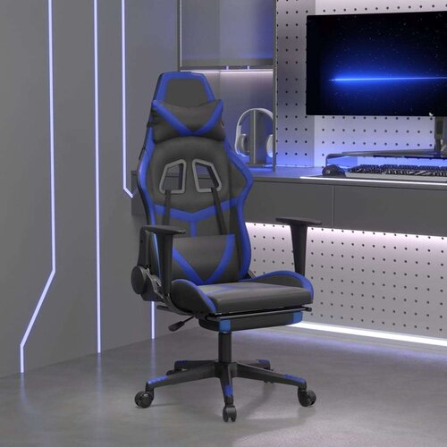  Igralni stol z oporo za noge črno in modro umetno usnje, (21152340) Slike