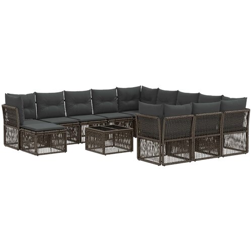 vidaXL Vrtna sedežna garnitura 13 pcs Siva poli ratan, (5000271176) Cene