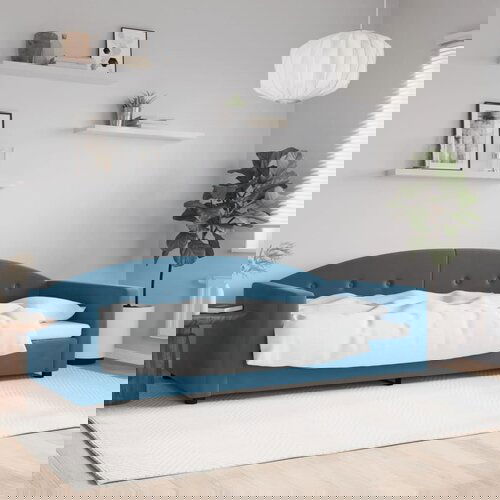 VidaXL Raztegljiva postelja modra 90x200 cm žamet Slike