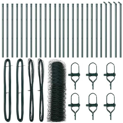 vidaXL Ogrodje s stebri Zelena 0.5 x 50 m Jeklo s PVC premazom, (5000096610) Cene