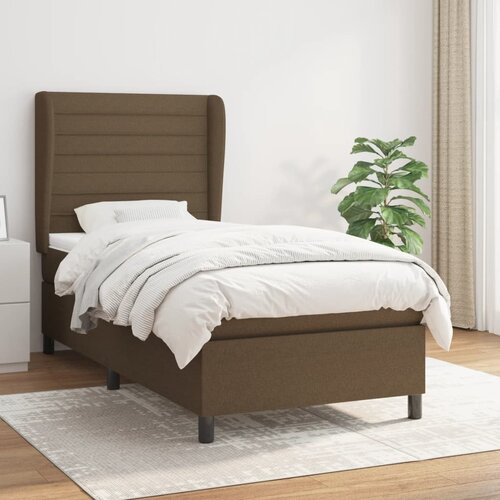  The Living Store Box spring postelja z vzmetnico temno rjava 80x200 cm blago - Box Spring Postelja, (21455868) Cene