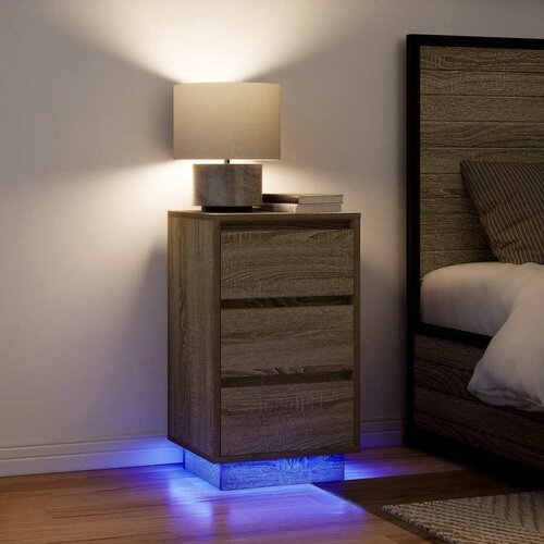 VidaXL Noćni ormarić s LED svjetlima boja hrasta sonome 38x34x65 cm Slike
