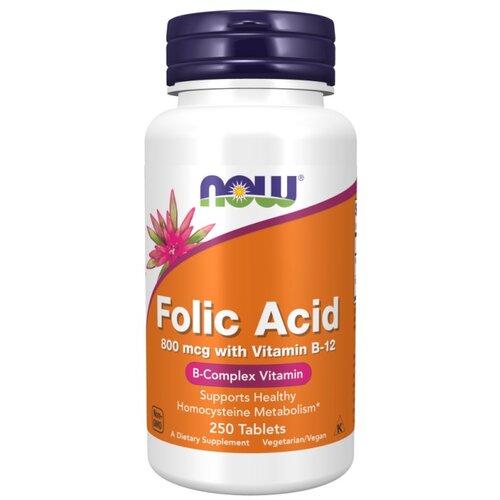 Now Foods Folna kislina z vitaminom B12 NOW, 800 ug (250 tablet) Slike