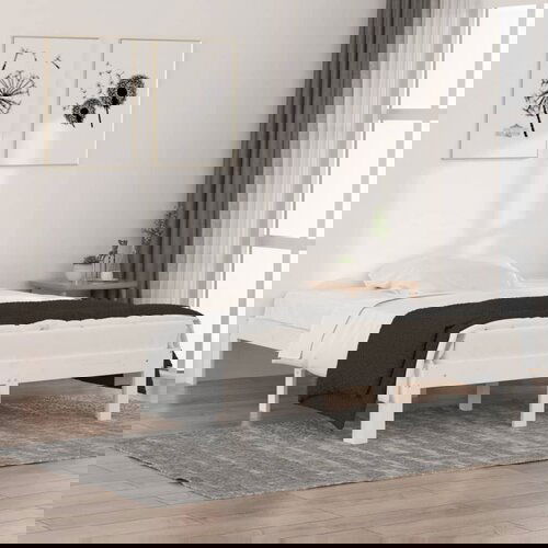 The Living Store Posteljni okvir bel iz trdnega lesa 135x190 cm - Posteljni Okvir, (21523362) Slike