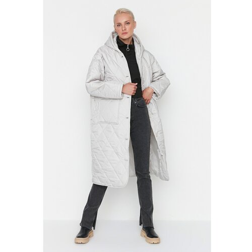 Trendyol Stone Oversize Hooded Quilted Inflatable Coat Slike