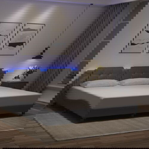 Furnova Posteljni okvir z LED lučkami siv 180x200 cm umetno usnje, (21941275) Cene