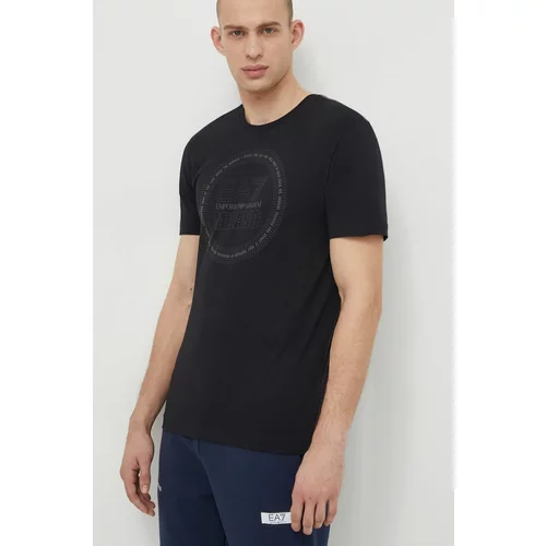 Ea7 Emporio Armani Pamučna majica za muškarce, boja: crna, s tiskom
