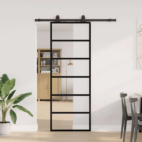 vidaXL Klizna vrata s priborom crna 76 x 205 cm od ESG stakla Cijene