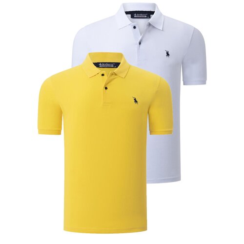 Dewberry DUO SET T8561 MENS TSHIRT-WHITE-YELLOW Cene