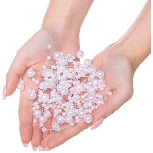  Perlice od umjetnih bisera 10+5 mm, bijele boje, 5m Slike