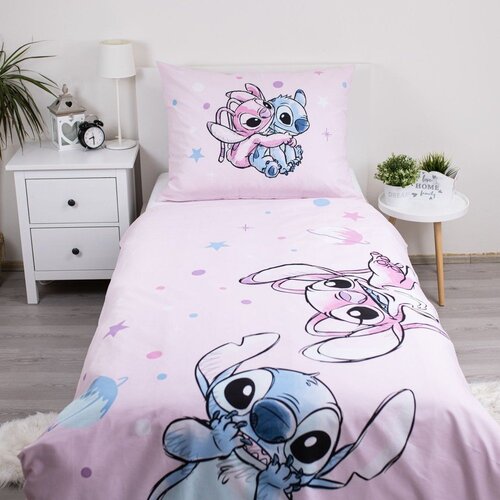 Jerry Fabrics Rožnata enojna bombažna otro&amp;scaron;ka posteljnina 140x200 cm Lilo a Stitch &amp;quot;Universe&amp;quot; &amp;ndash; Slike