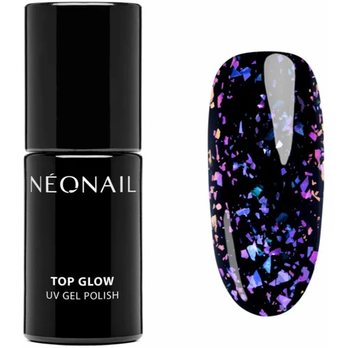 NeoNail Top Glow Aurora Flakes završni gel lak za nokte nijansa Violet 7,2 ml