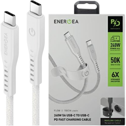 Energea FLOW USB-C V USB-C KABEL 1,5M 240W 5A PD FAST CHARGE BEL, (21980641) Cene
