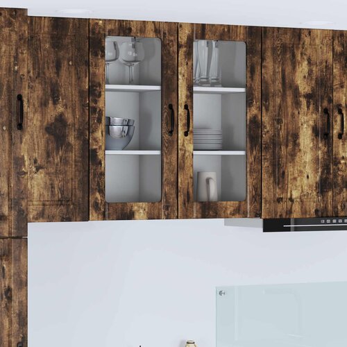  Zidni stakleni ormarić 2 pcs Dimljeni hrast 40 x 31 x 80 cm Cijene