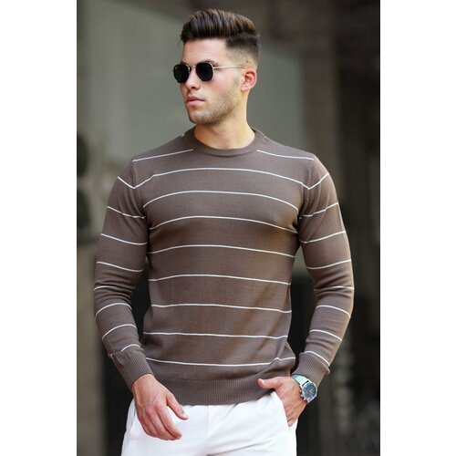 Madmext Brown Striped Knitwear Sweater 5177 Cene
