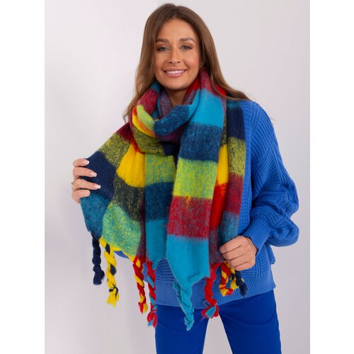 Fashion Hunters Navy blue and yellow wide women's scarf Slike