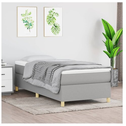  Box spring postelja z vzmetnico svetlo siv 100x200 cm blago Cene