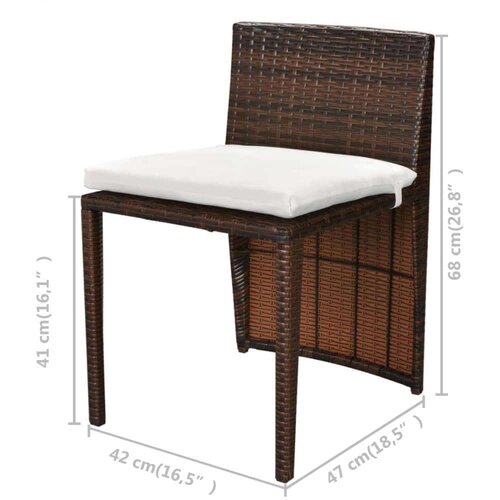 vidaXL 3-Dijelni bistro set od poliratana s jastucima smeđi Cene