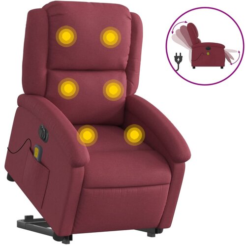 Maison Chic Električni masažni naslanjač - Relax naslanjač s funkcijo vstajanja vinsko rdeč, (22061584) Slike
