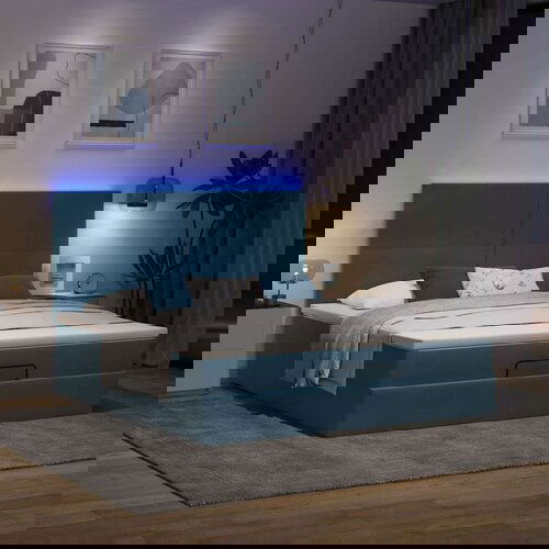  Okvir kreveta s madracima tamnoplavi 160x200cm bar&amp;scaron;unasti Slike